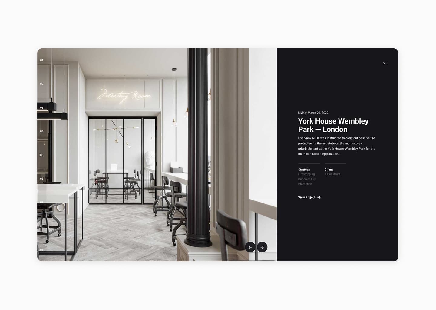 Case study page with York House Wembley Park project photography